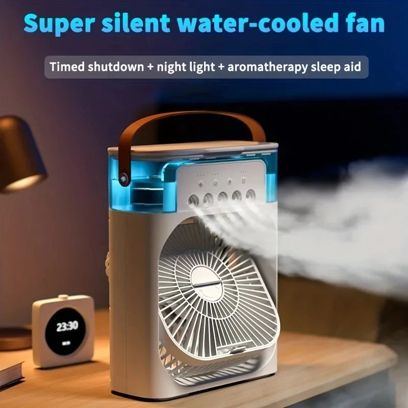 Portable Humidifier Fan Air Conditioner Household Small Air Cooler Hydrocooling Portable Air Adjustment for Office 3 Speed Fan